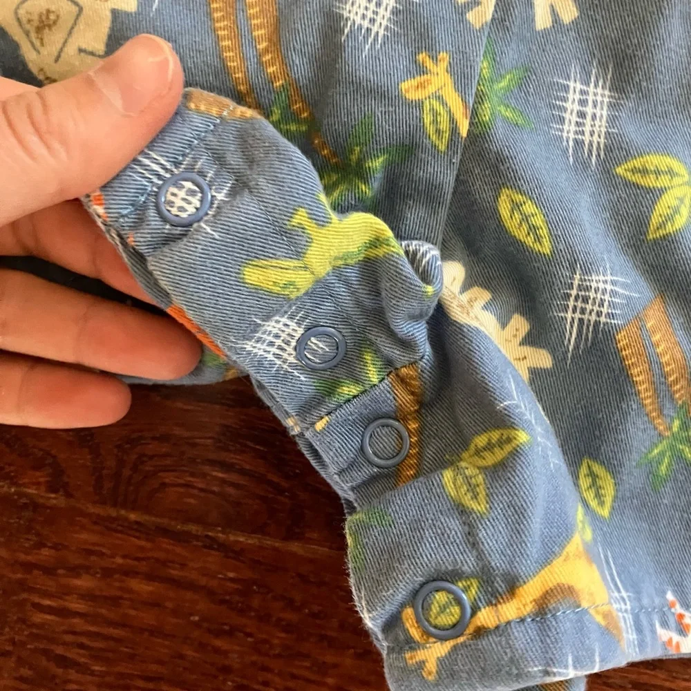 Vintage Y2K Oshkosh Jungle Animal Safari Print Overalls 24 mo